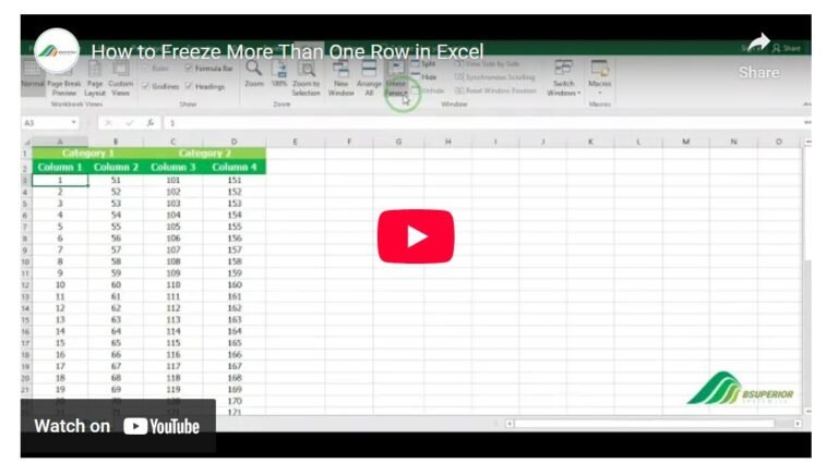 How to Freeze Rows in Excel