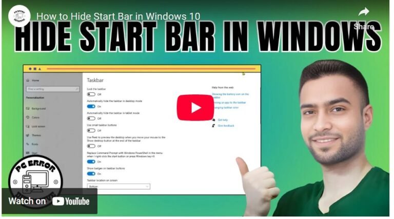 How to Hide the Start Bar in Windows 10