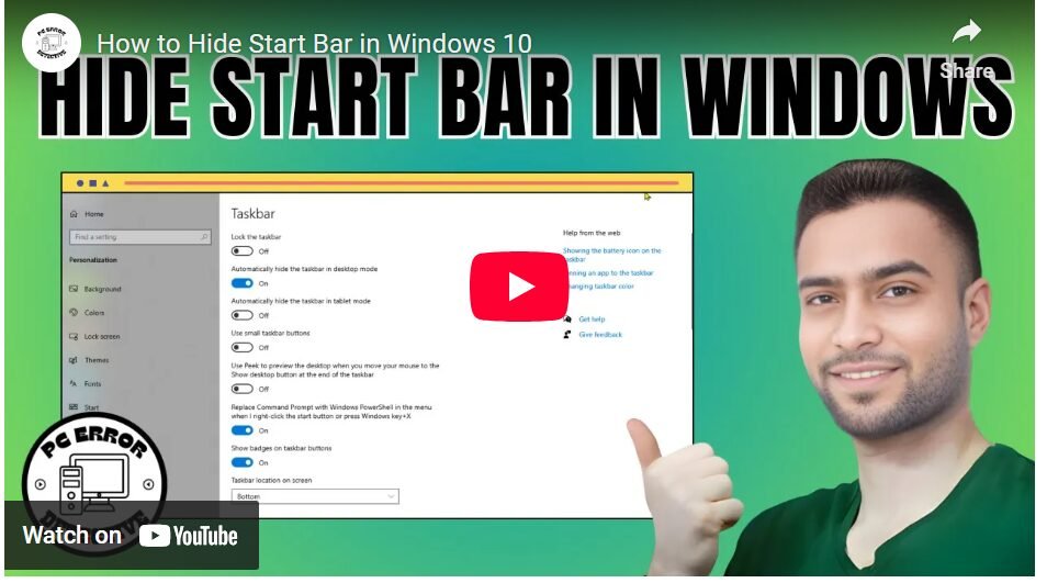 How to Hide the Start Bar in Windows 10
