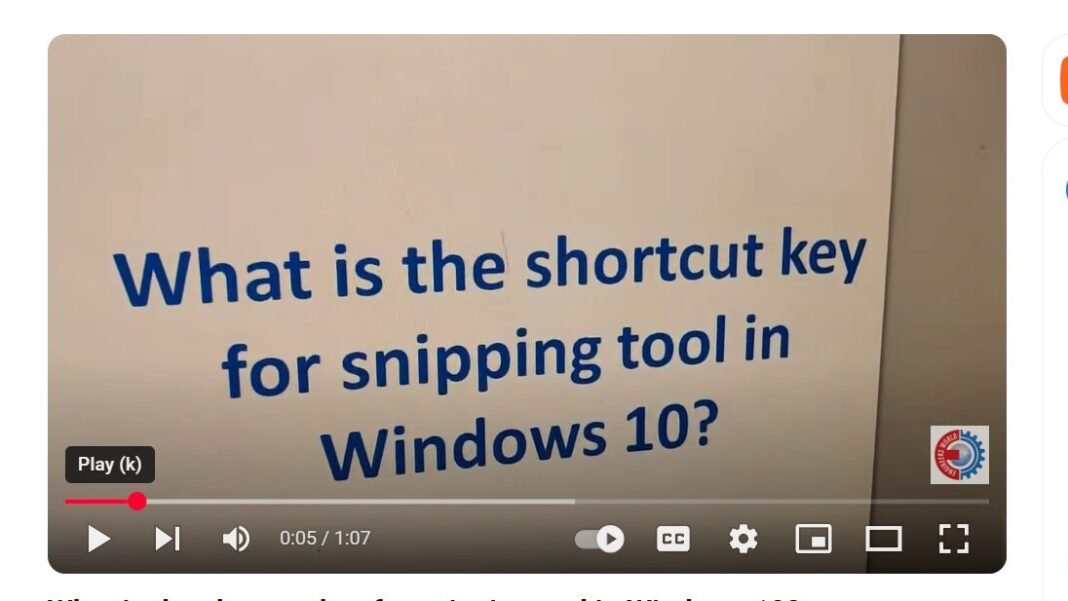 Shortcut Key For Snipping Tool on Windows 10
